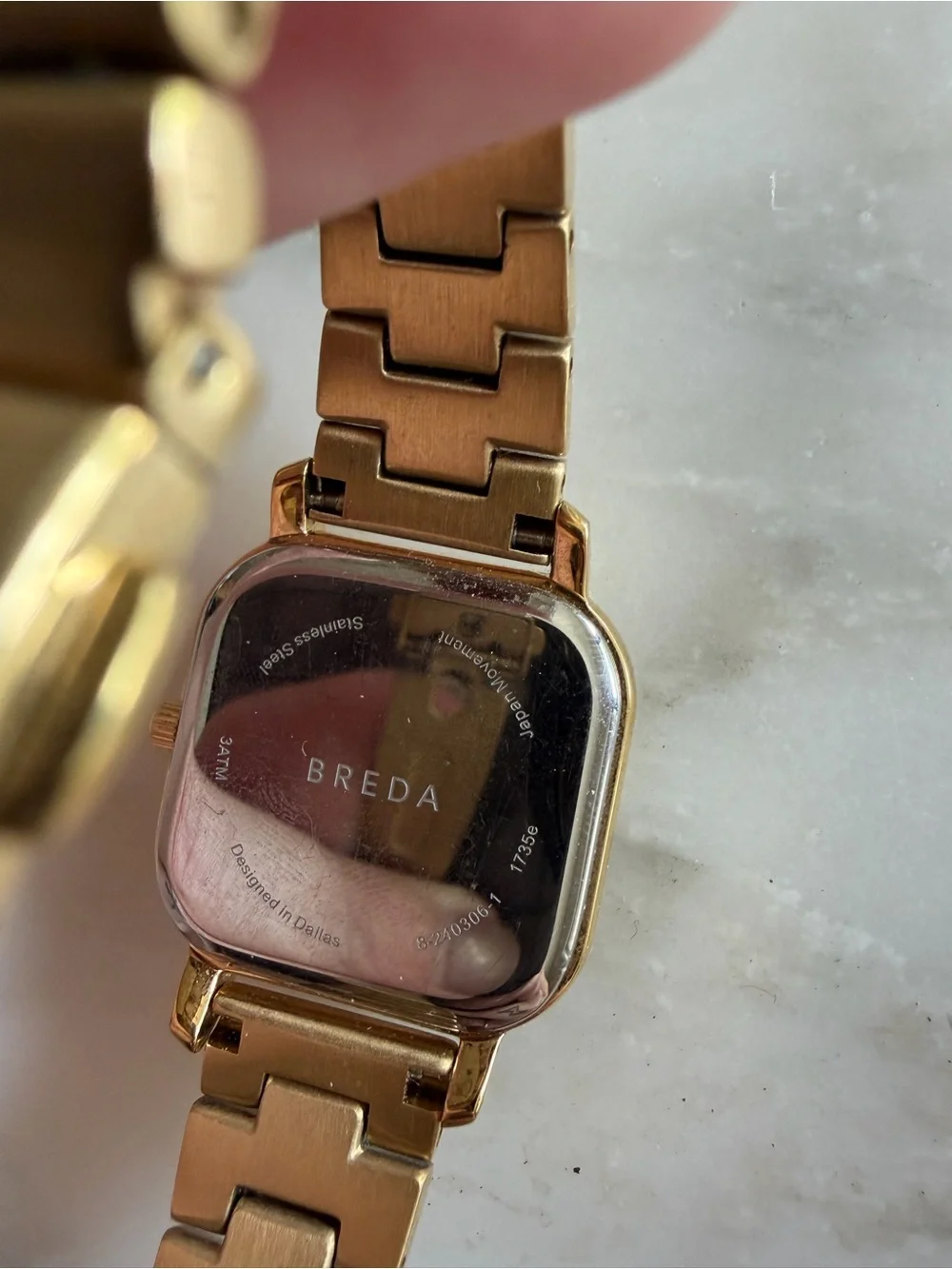 Esther Gold Square Watch with White Face